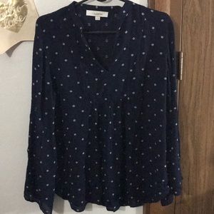 Loft | V Neck Bell Sleeve Blouse